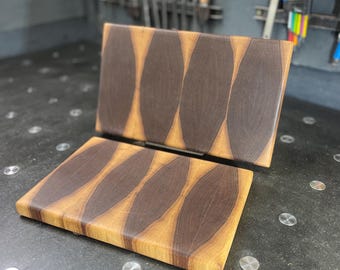 Handmade End Grain Walnut Breadboard Set: Rustic Kitchen Decor