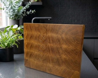 Oak End Grain Cutting Board, Handmade Butcher Block, Thick Wooden Chopping Board, Chef Gift
