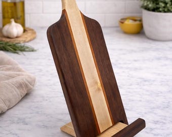 2-in-1 Book Stand & Serving Board – Black Walnut, Maple and Mahogany