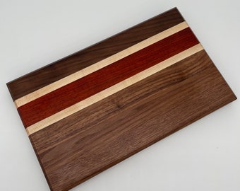 American Walnut, maple and Padouk/Mahagony  cutting board | handmade | exotic | rare