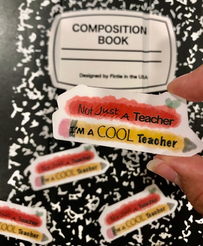 Cool Teacher Sticker for Laptop Apple Pencil Eraser School image 0