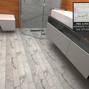 Subway Tiles, Calacata Marble, Floor Tile Sticker, Tile Decal, Floor Tiles, Tile Sticker, Vinyl Sticker, Floor Tile Decal, Floor Decal