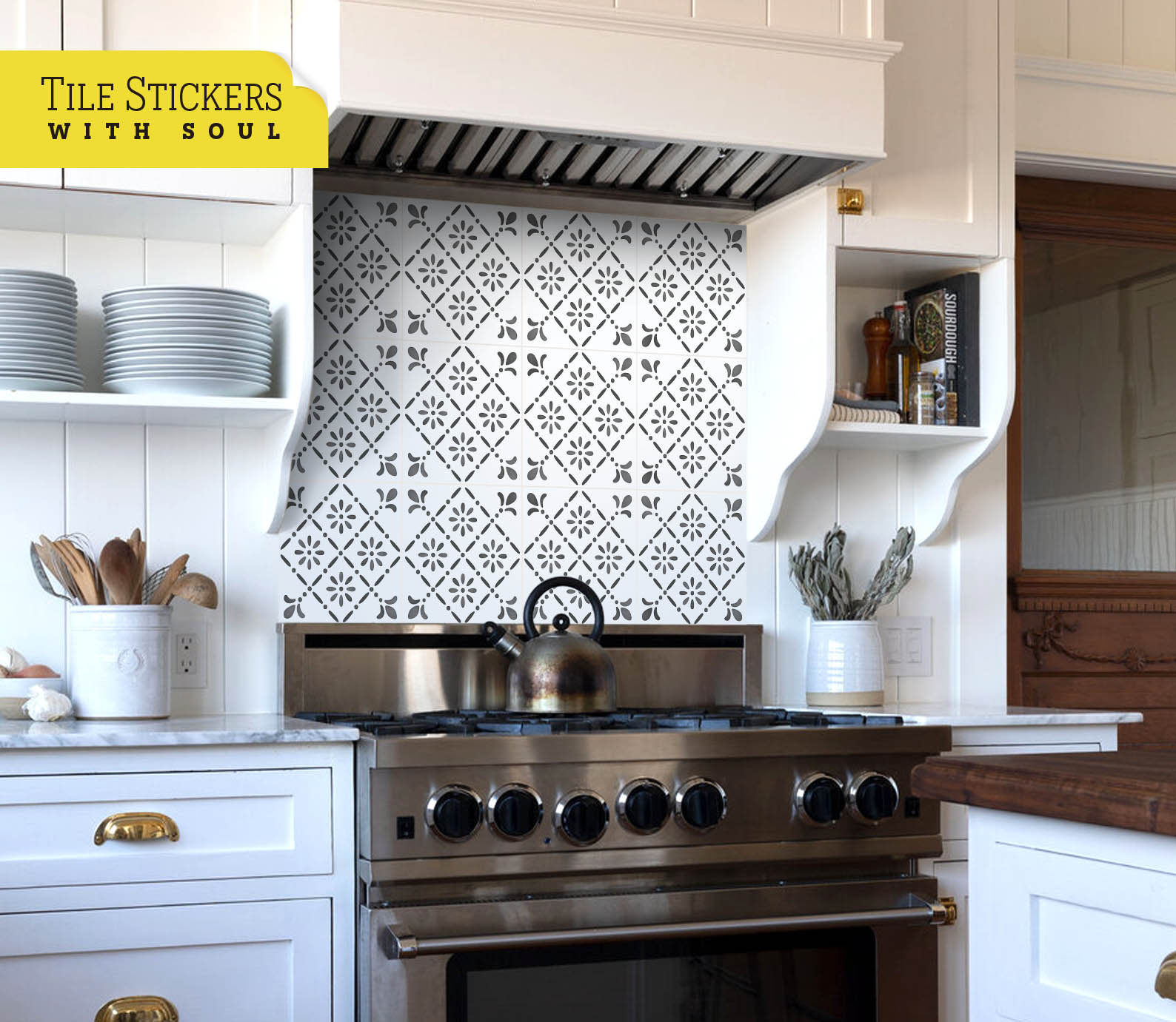 Gray Scale Backsplash Kitchen Tiles, Vinyl Fliesen Aufkleber, Tile Stickers, Tile Stickers for Bathroom, Backsplash Tile Decal. Pack of 9.