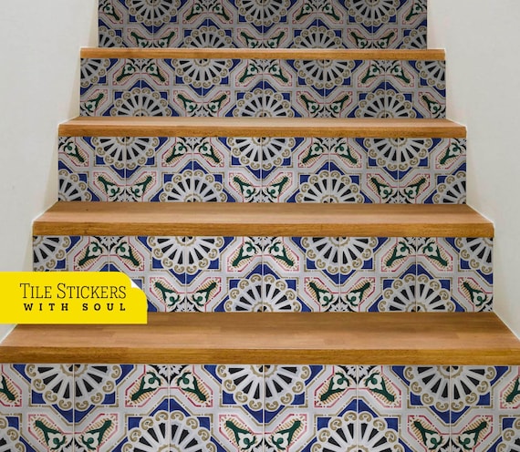 Spanish Tiles Stair Riser Decals  DIY Tiled Stair Pattern Stickers   Wallternatives