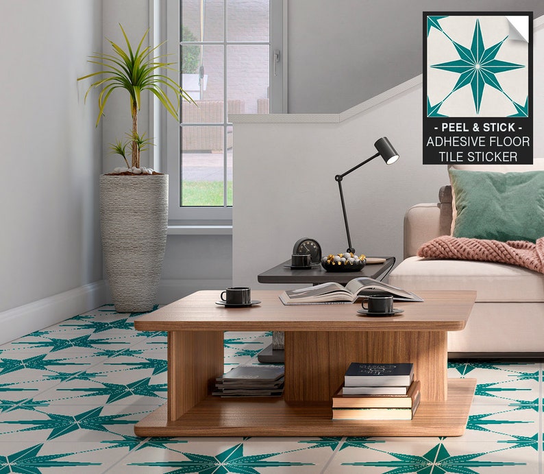 Turquoise Floor Decals Vinyl Floor Pack of 9 Etsy