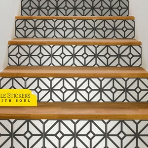 Geometric Stair Riser Stickers, Removable Stair Riser, Tile Decals, Peel & Stick, Stair Riser Deco Strips - 47"1/4 | 120cm width