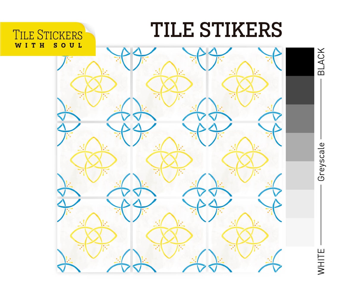 Watercolor Floor Tile Stickers, Wall Tile Decals, Wall Tile Stickers ...