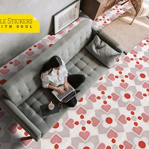 Valentine Tile Stickers for floor or wall, bath tile, fireplace tile, waterproof & removable, peel and stick. Pack of 9 units.