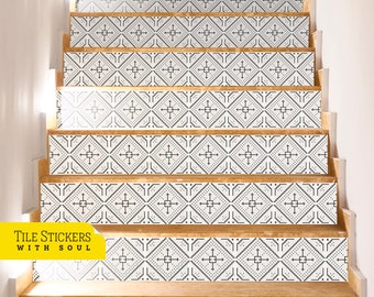 Guarda Rios Stair Risers, Tile Stair Risers, Vinyl Strips Removable, Sticker Peel & Stick - 47"1/4 | 120cm Width, 15 Strips.