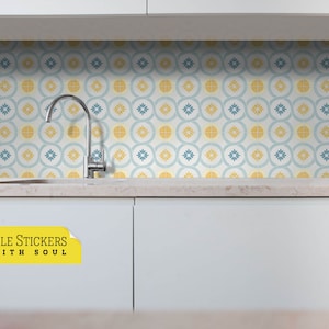 Lezíria Tile Stickers for Floor Wall Backsplash Fireplace Bathroom Kitchen or Furniture Decoration. Peel and Stick Tile Stickers. Pack of 9.