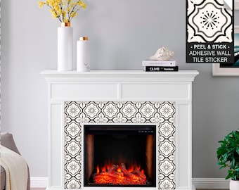 Fireplace Decor, Tile Backsplash, Wall Tiles, Adhésive Carrelage, Fliesenaufkleber, Splashback Tile, Removable Fireplace Tile. Pack of 9.