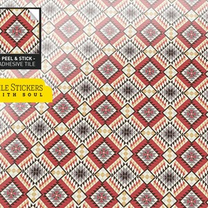 American Native Tile Stickers for Floor Wall Backsplash Fireplace Bathroom Kitchen or Furniture Decoration. Peel and Stick Tile. Pack of 9.