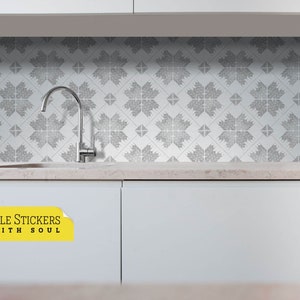 Concrete Effect Tile Stickers for floor or wall, bath tile, fireplace tile, wall tile stickers, peel and stick. Pack of 9.