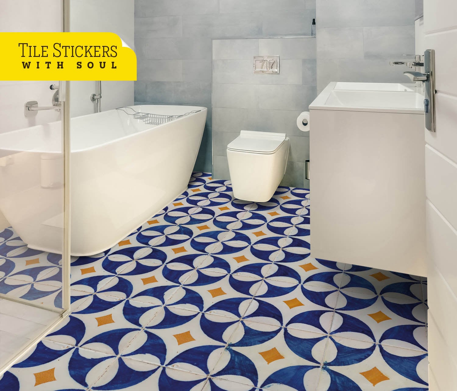 My Private Collection Wall Floor Tile Stickers, Blue Yellow Wall Tile  Stickers, Backsplash Tile Stickers, Tile Peel and Stick. Pack of 16. - Etsy  Sweden, image size:1500x1285
