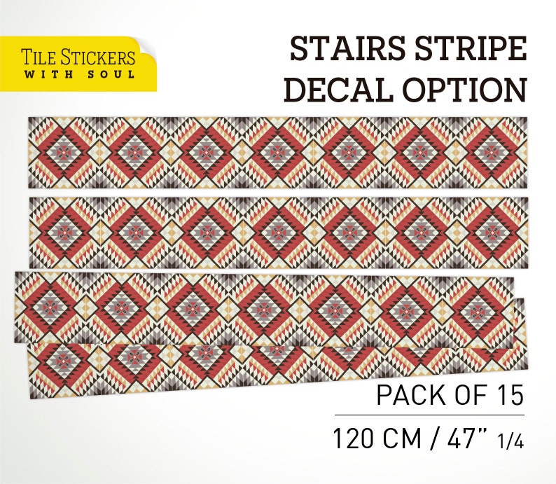 Native American Stair Risers, Tile Stair Risers, Vinyl Strips Removable ...