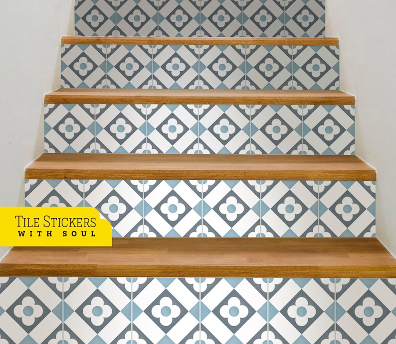 4714 Tile Decals Stair Riser Stickers Removable Stair Riser Stair Riser Deco Strips Stair Riser Decals 120cm width Peel /& Stick
