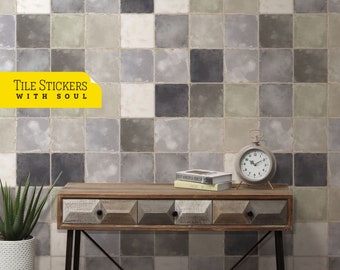 Pegatinas de azulejos antiguos para suelo y pared, papel pintado despegable para salpicadero, ideal para pared y suelo, cocina y baño. Paquete de 9.