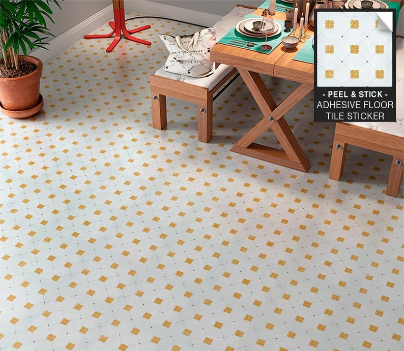 Floor Decal Floor Tile Decal Orange Blossom Tile Sticker Gift Floor Tile Sticker Floor Tiles Floor Vinyl Tile Decal Minimalist