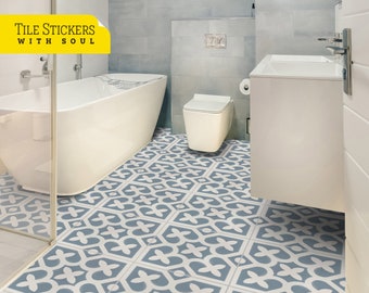 Dark Pastel Blue Tile Stickers for Floor and Wall, Mosaic Tiles Sticker, Wall Sticker, Suitable for Wall and Floor. Pack of 9.