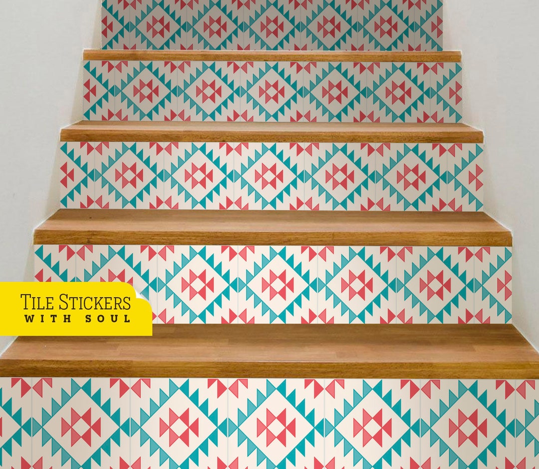 Native American Stair Risers, Tile Stair Risers, Vinyl Strips Removable ...