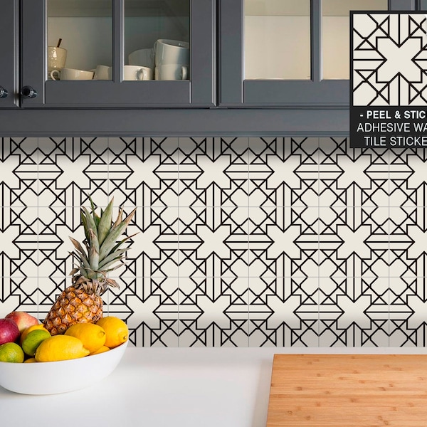 Splashback Tiles Kitchen, Adhesive Tiles, Wall Tile Stickers, Peel & Stick, Kitchen Backsplash, Wall Decals, Pack of 9.