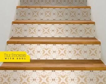 Tile Stair Risers, Vinyl Strips Removable, Stair Riser Vinyl Decals, Stairs Peel and Stick - 47"1/4 | 120cm Width, 15 Strips.