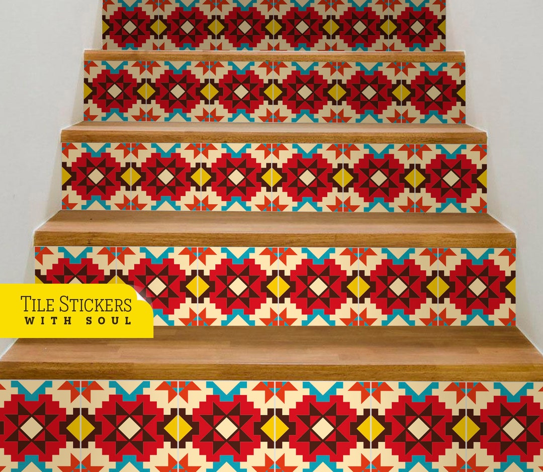 Native American Inspirated Stair Risers, Tile Stair Risers, Vinyl ...