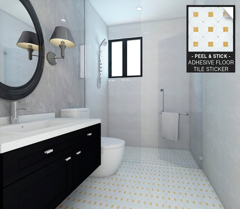 Floor Decal Floor Tile Decal Orange Blossom Tile Sticker Gift Floor Tile Sticker Floor Tiles Floor Vinyl Tile Decal Minimalist
