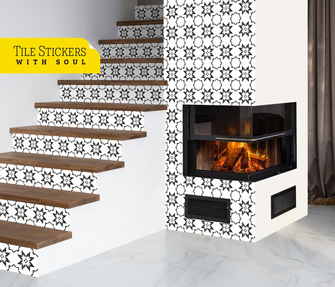 Geometric Tile Stickers for Fireplace Mosaic Tiles Sticker Etsy