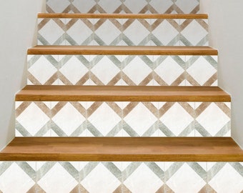 Contrahuellas para escaleras de mármol blanco y negro, contrahuellas para escaleras de azulejos, tiras de vinilo removibles, adhesivo para despegar y pegar - 47"1/4 / 120 cm de ancho, 15 tiras.