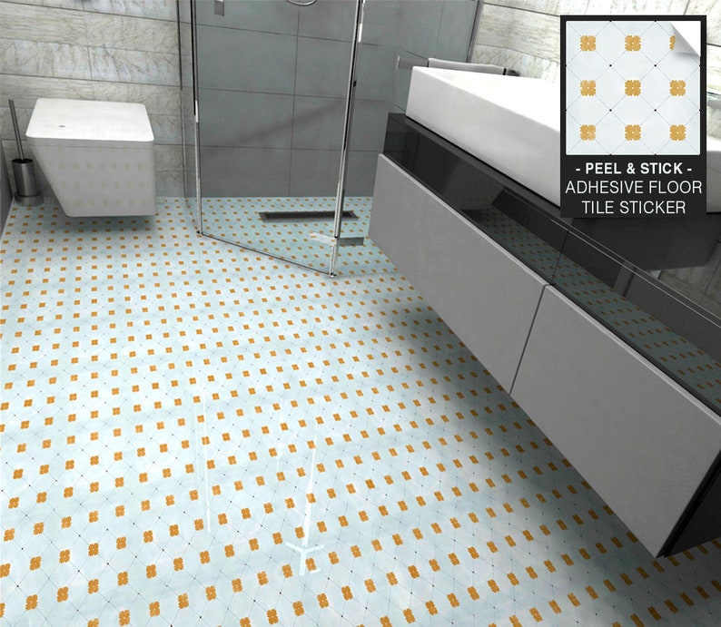 Floor Decal Floor Tile Decal Orange Blossom Tile Sticker Gift Floor Tile Sticker Floor Tiles Floor Vinyl Tile Decal Minimalist