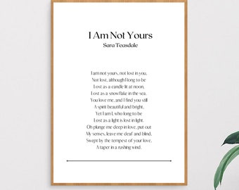 sara teasdale poems i am not yours