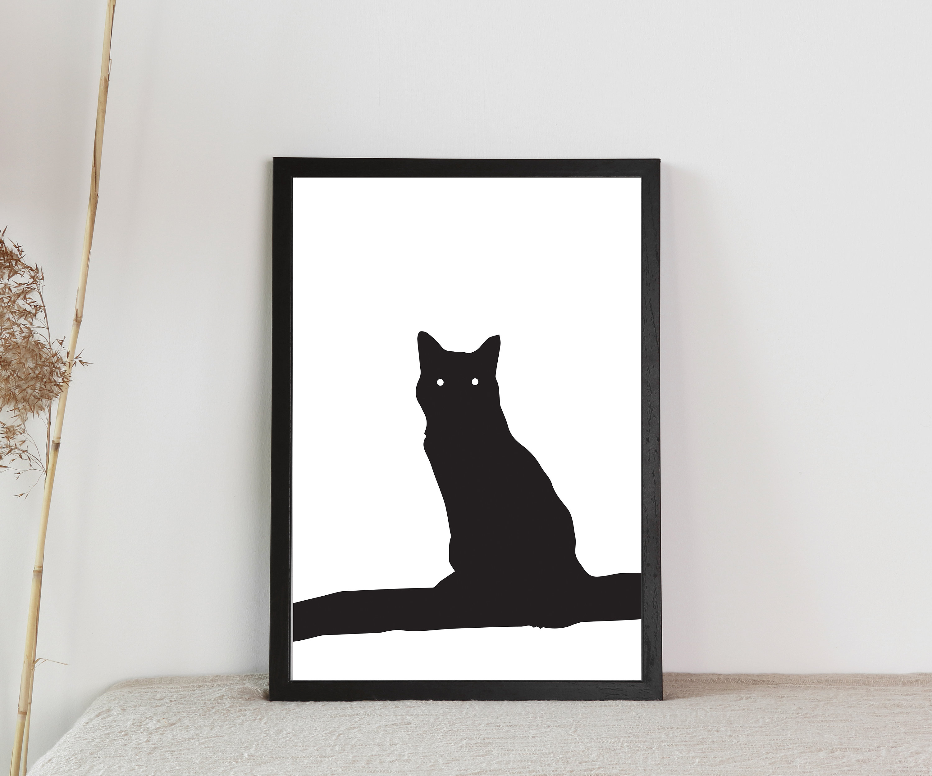 Cat Black and WhitePrintable Wall Art Modern Decor Etsy