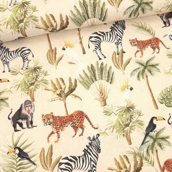 Jersey | t-shirt fabric | cotton knitwear | Stoff | baumwoll jersey | Jersey stoff | safari | wild animals | tiger