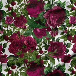 Tela impermeabile / Tessuto Codura / Tessuto in tela impermeabile / 200 g / tessuto per giacca / mezzo metro / lamponi / fiori / bouquet di rose