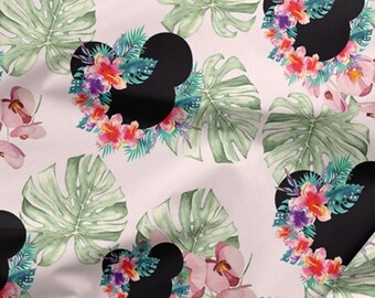 Floral Mickey Mouse Softshell Fabric: Waterproof Jacket Material, 300gsm