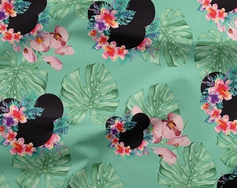 Floral Mouse Softshell Fabric: Waterproof Jacket Material, 300gsm