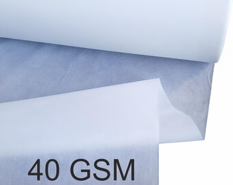 Black or white iron-on  Interfacing - Fusible Non-Woven Fabric by yard | by meter  40GSM