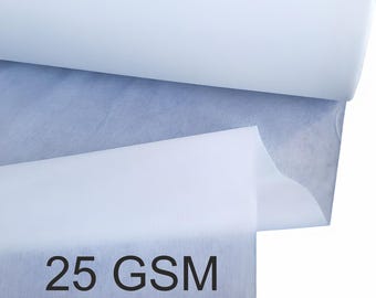 Black or white iron-on  Interfacing - Fusible Non-Woven Fabric by yard | by meter  thin 25GSM