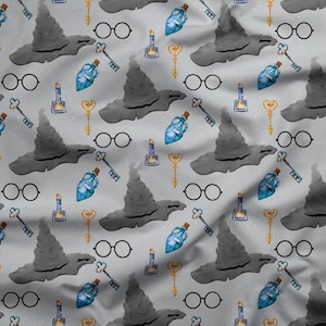 Softshell Fabric | Soft shell | jacket fabric | 300gsm | printed | jacket fabric | fabric by yard Wizard World gray