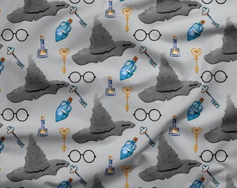 Wizard World Softshell Fabric: Gray Printed Jacket Material (300gsm)