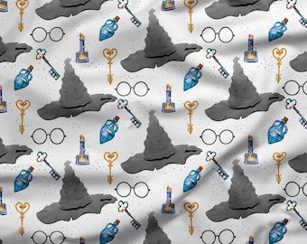 Wizard School Waterproof Canvas Fabric: White Polyester, 200g
