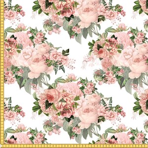 Softshell Fabric | Softshell | jacket fabric | 300gsm | printed | jacket fabric | fabric by yard Watercolor flowers peonies bouquets | white