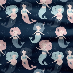 Softshell Fabric | Soft shell | jacket fabric | 300gsm | custom printed | jacket fabric | fabric by yard | Watercolor animals | Mermaid