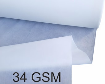 Black or white iron-on  Interfacing - Fusible Non-Woven Fabric by yard | by meter  34GSM