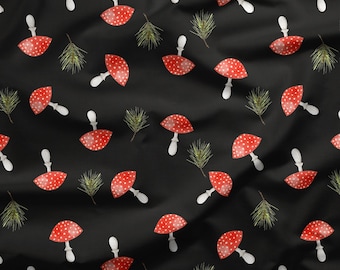 Softshell-stof met paddenstoelenprint: waterdicht materiaal jack