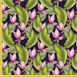Tela impermeabile / Tessuto Codura / Tessuto tela impermeabile / 200g / tessuto giacca / tessuto tagliato a misura / magnolie / foglie / fiori tropicali