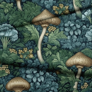 Tela impermeabile / Tessuto Codura / Tessuto in tela impermeabile / 200 g / tessuto per giacca / tessuto a mezzo metro / funghi / foresta / felci