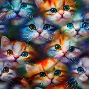Wasserdichte Leinwand | Codura Stoff|Wasserdichter Canvas Stoff| 200g | Jackenstoff | Stoff Meterware |  Katzen | bunten Katzen