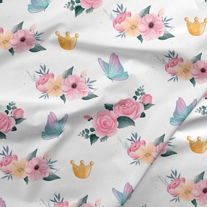 Softshell Fabric | Soft shell | jacket fabric | 300gsm | printed | jacket fabric | fabric by yard Watercolor pink plowers butterfly